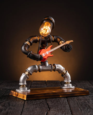 Rockbert Guitarist Steampunk Table Lamp by IronPunky