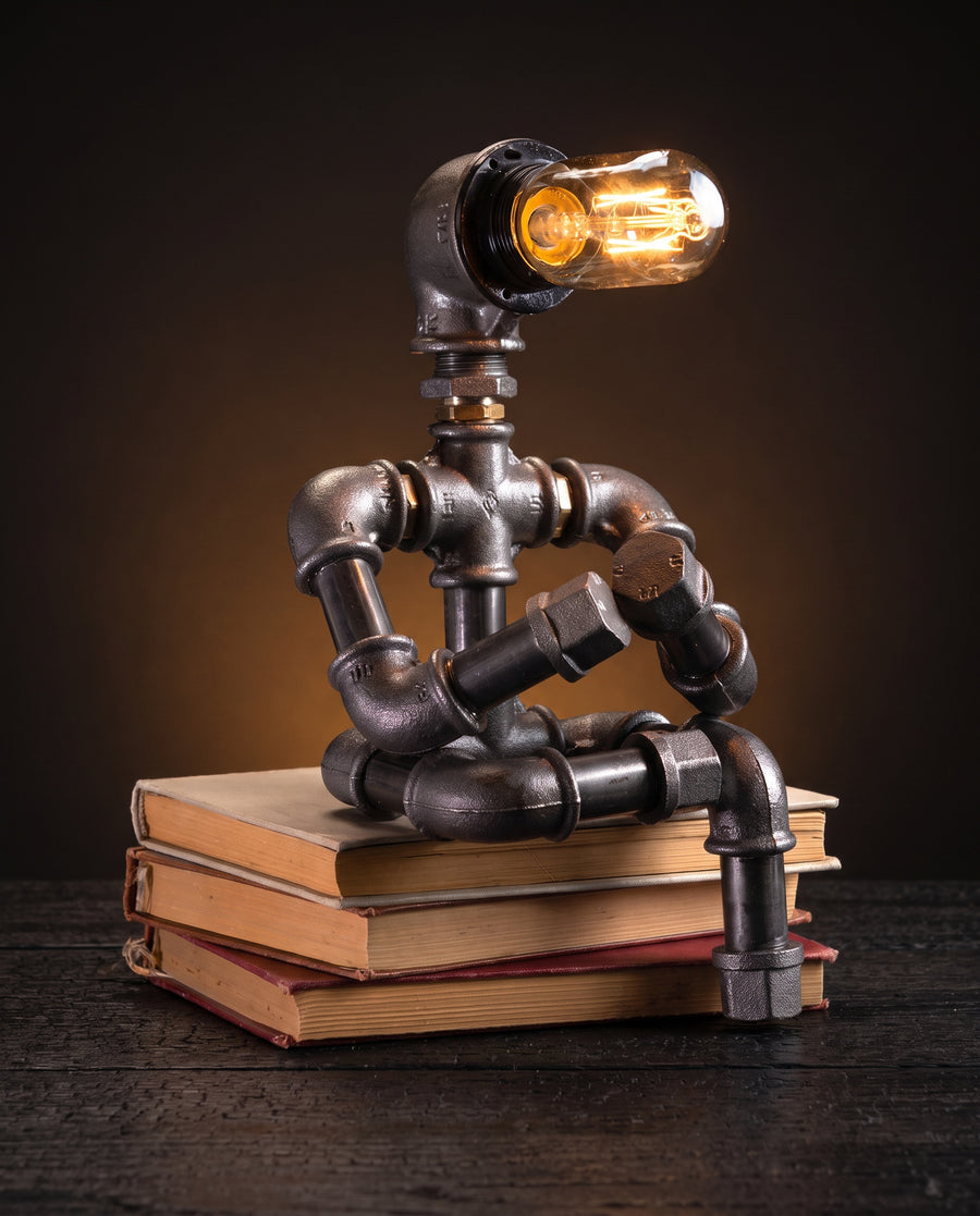 Kapitelträumer Reading Figure Table Lamp, Steampunk lamp