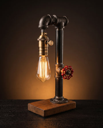 Dampfwächter Steampunk Pipe Desk Lamp by IronPunky