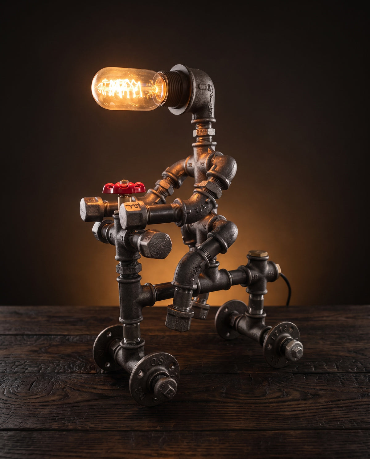 Iron Biker Motorcycle Pipe Table Lamp by IronPunky