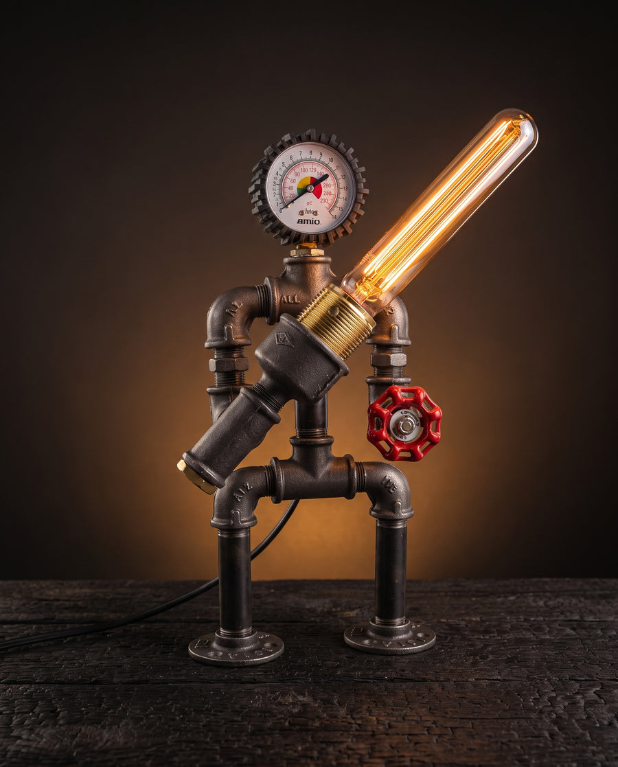 Druckbert Adjustable Gauge Pipe Lamp, Steampunk lamp
