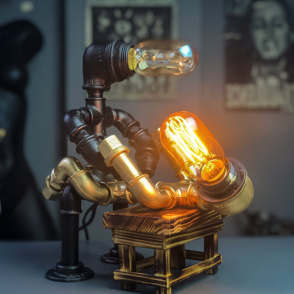 Tischverkehr Tischlampe mit Lärchenholz-Tisch