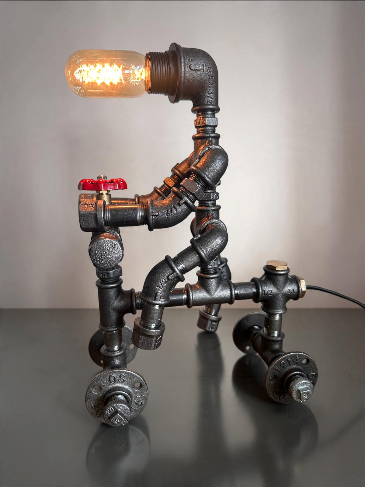 Iron Biker Motorcycle Pipe Table Lamp