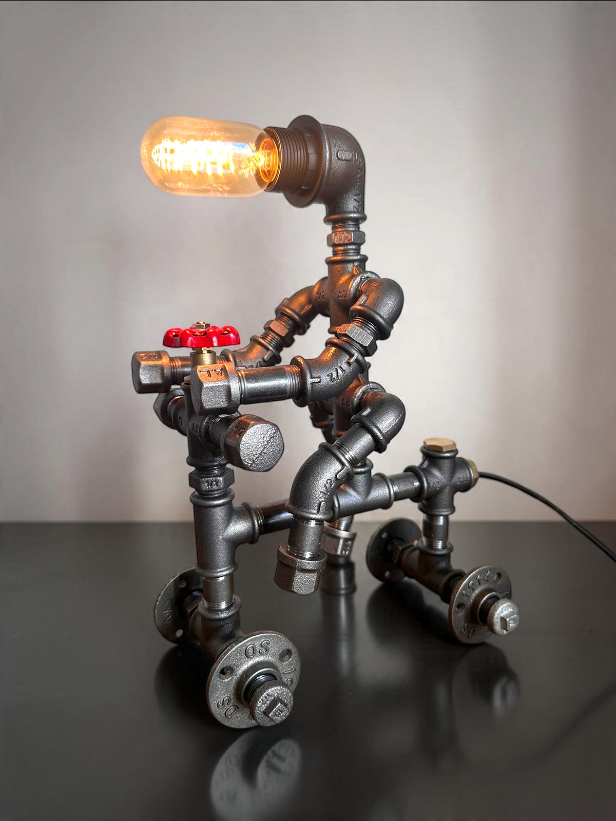 Iron Biker Motorcycle Pipe Table Lamp