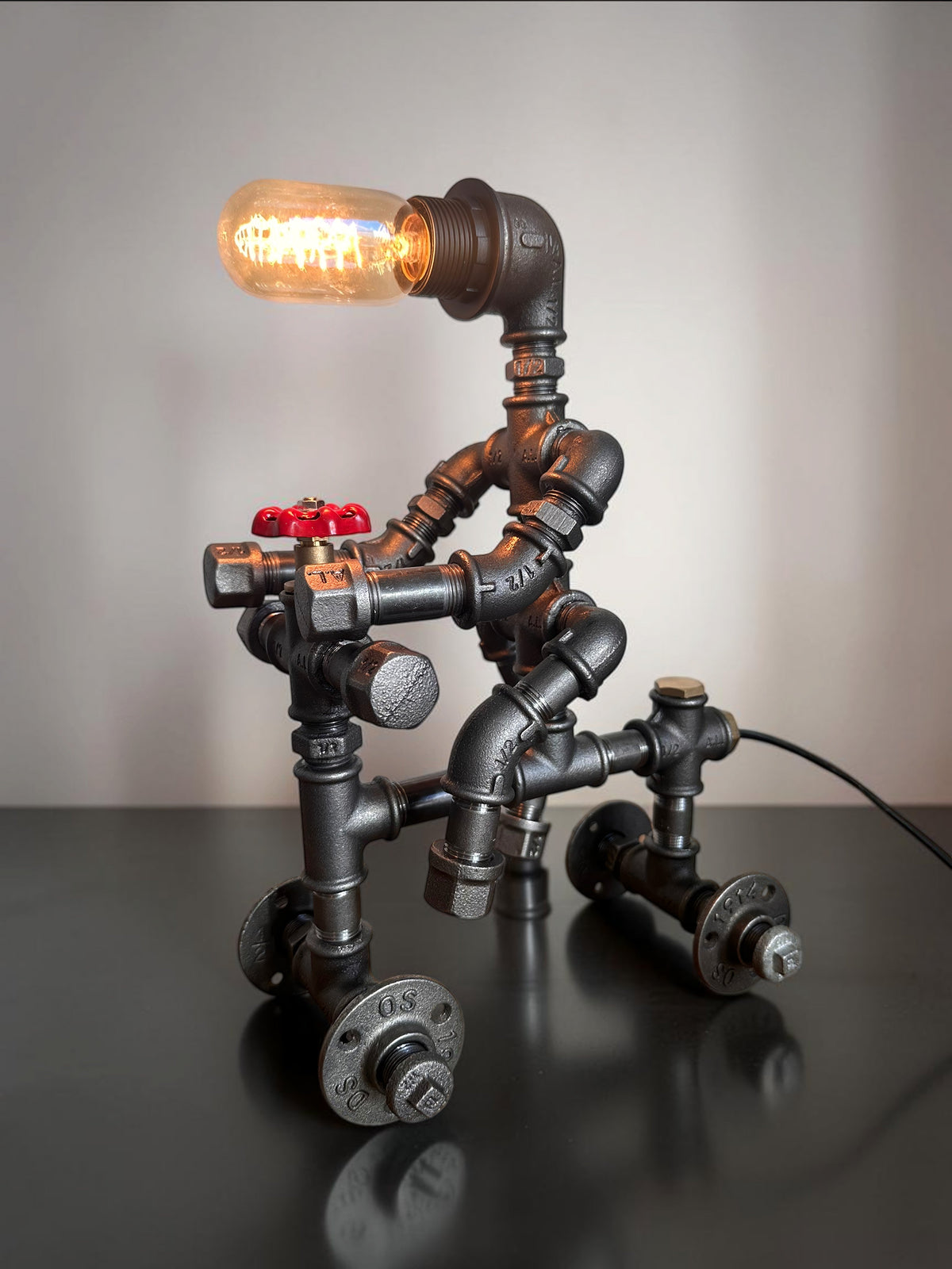 Iron Biker Motorcycle Pipe Table Lamp