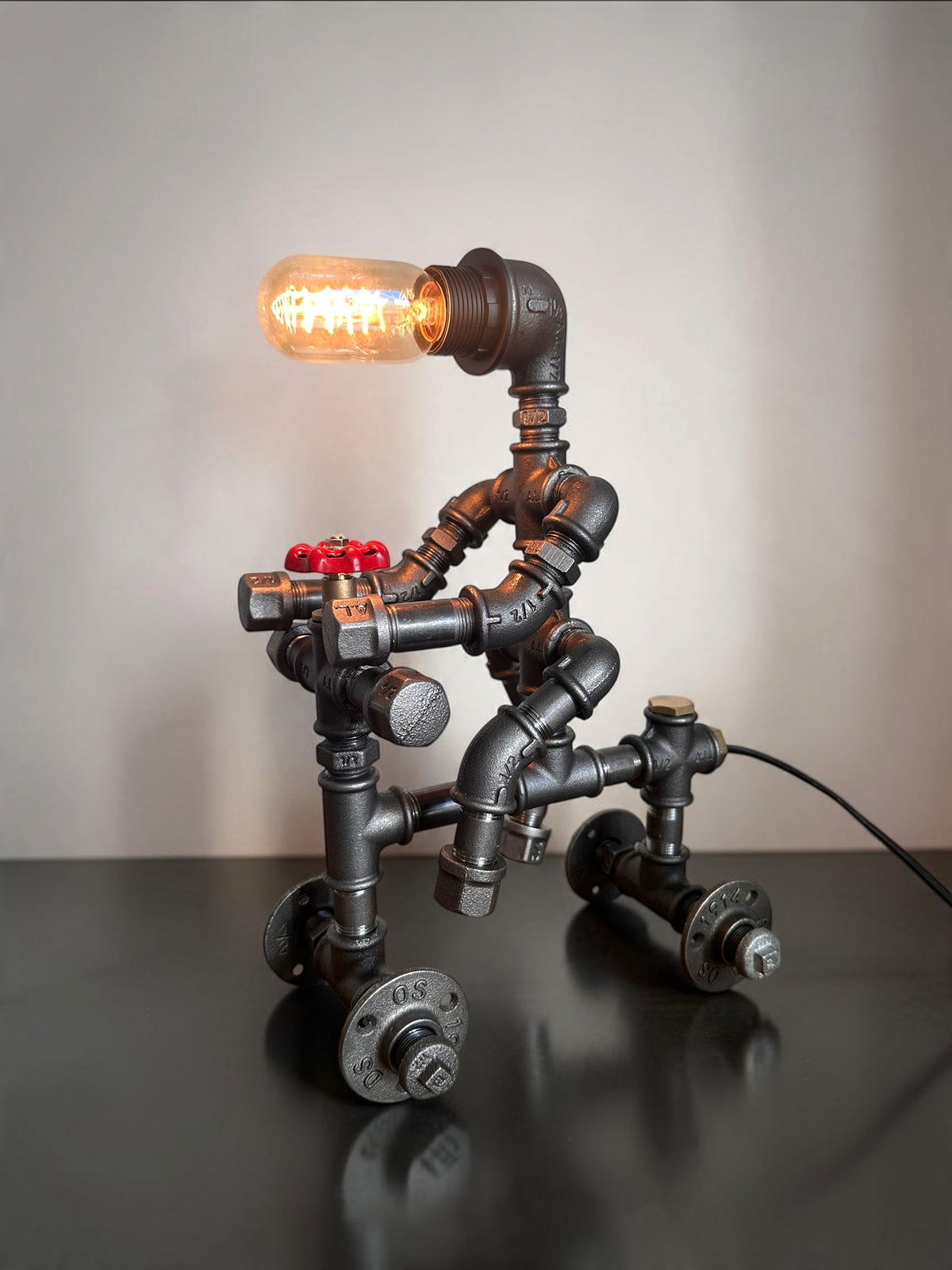 Iron Biker Motorcycle Pipe Table Lamp