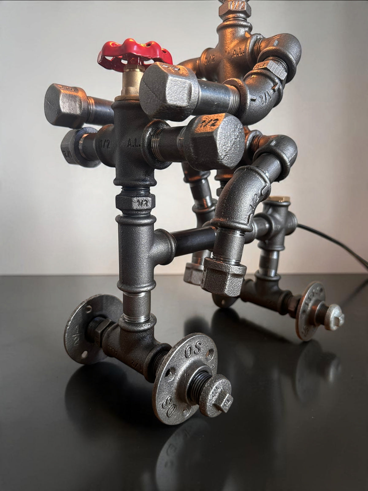 Iron Biker Motorcycle Pipe Table Lamp