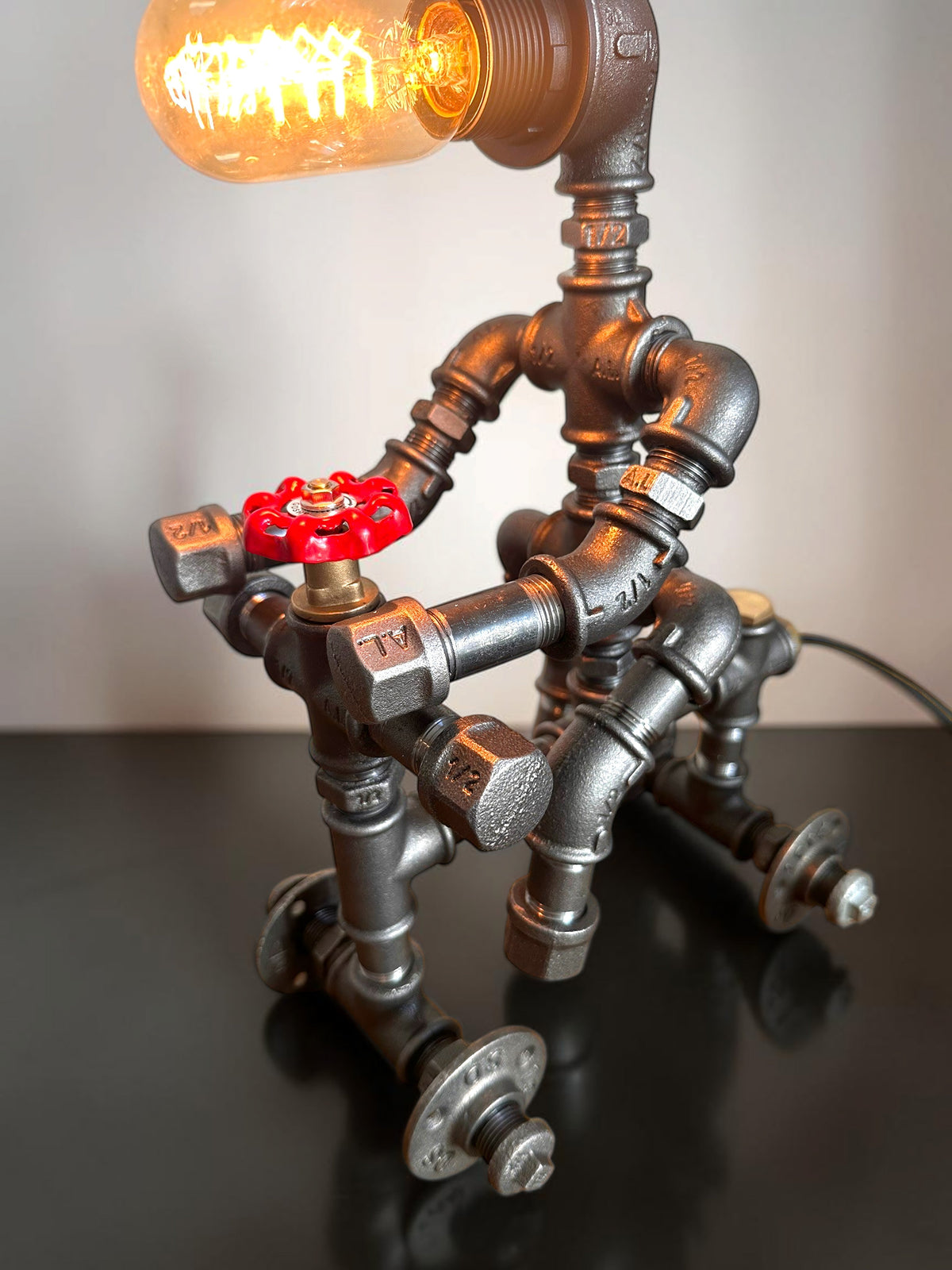 Iron Biker Motorcycle Pipe Table Lamp