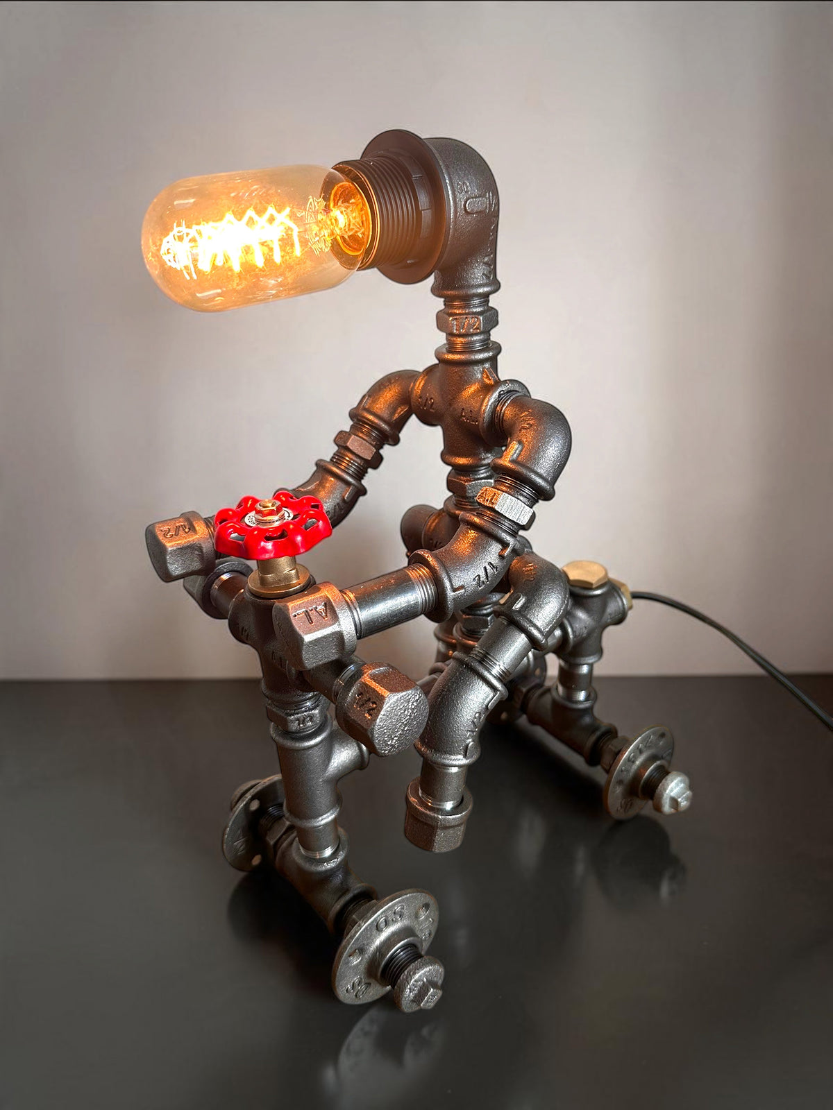 Iron Biker Motorcycle Pipe Table Lamp