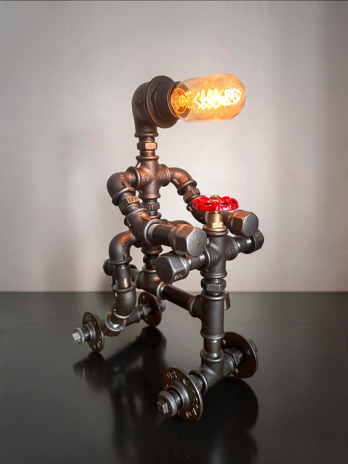 Iron Biker Motorcycle Pipe Table Lamp