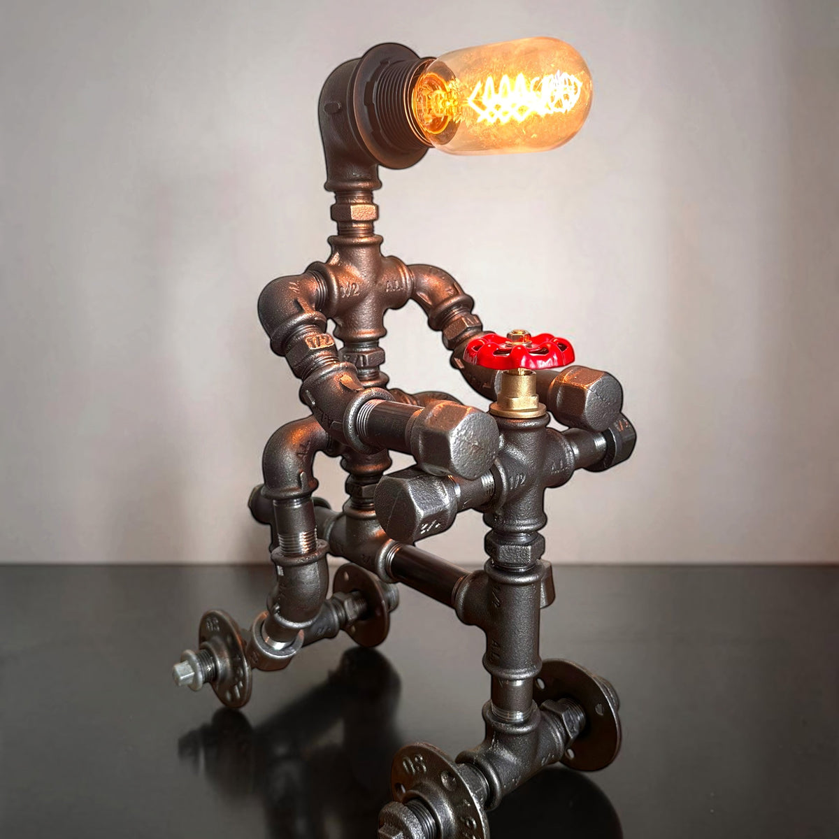 Iron Biker Motorcycle Pipe Table Lamp