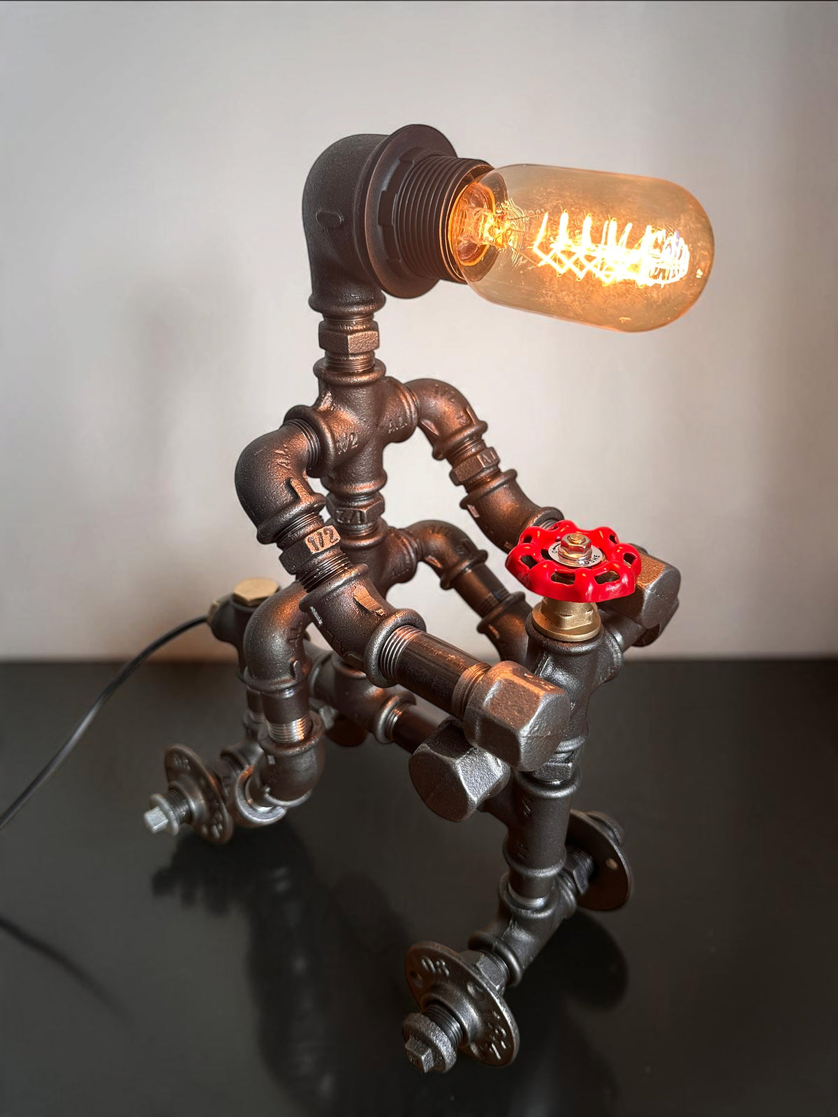 Iron Biker Motorcycle Pipe Table Lamp
