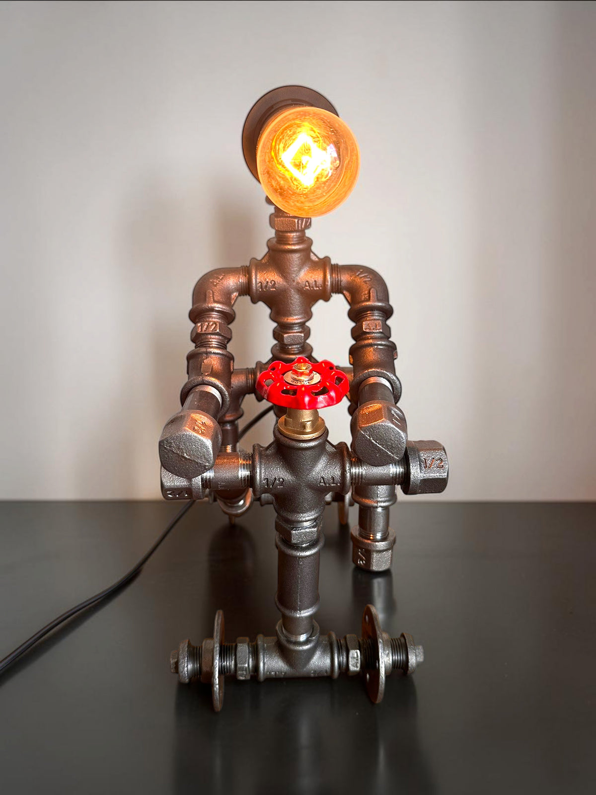 Iron Biker Motorcycle Pipe Table Lamp