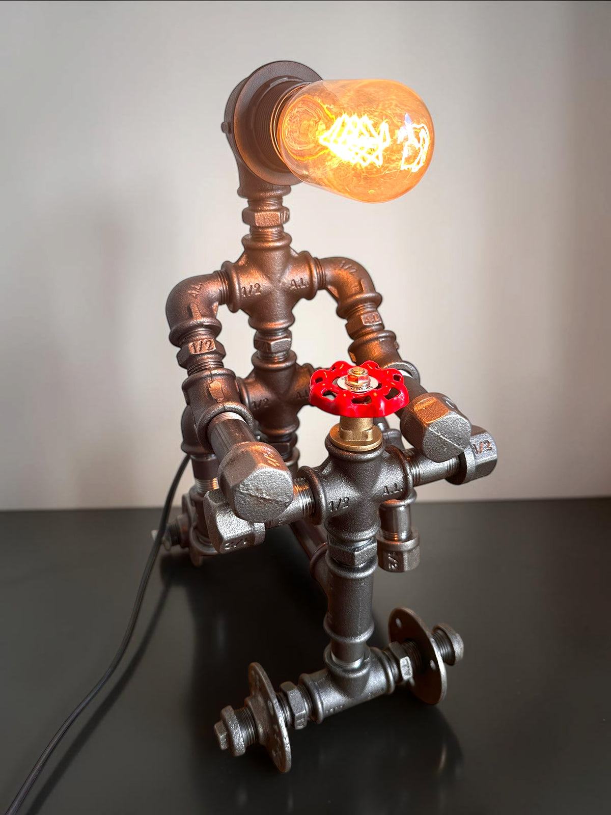 Iron Biker Motorcycle Pipe Table Lamp