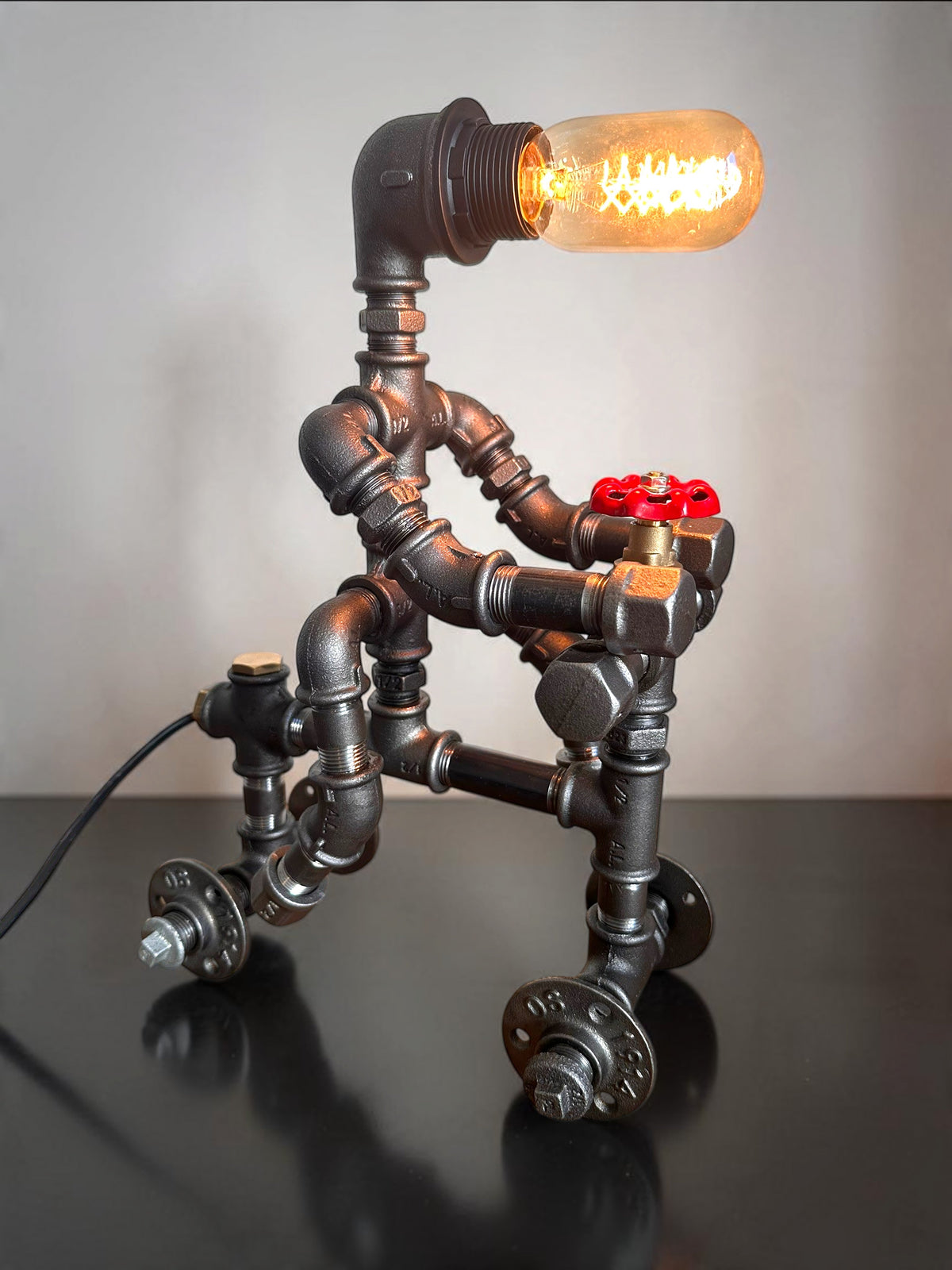 Iron Biker Motorcycle Pipe Table Lamp
