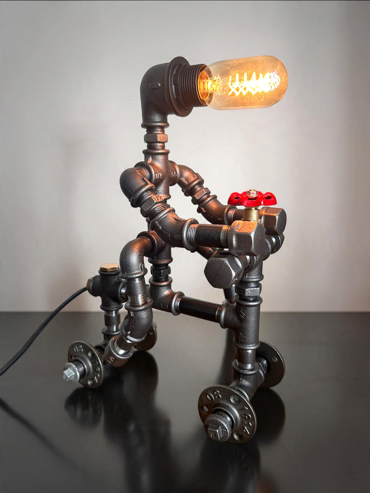 Iron Biker Motorcycle Pipe Table Lamp