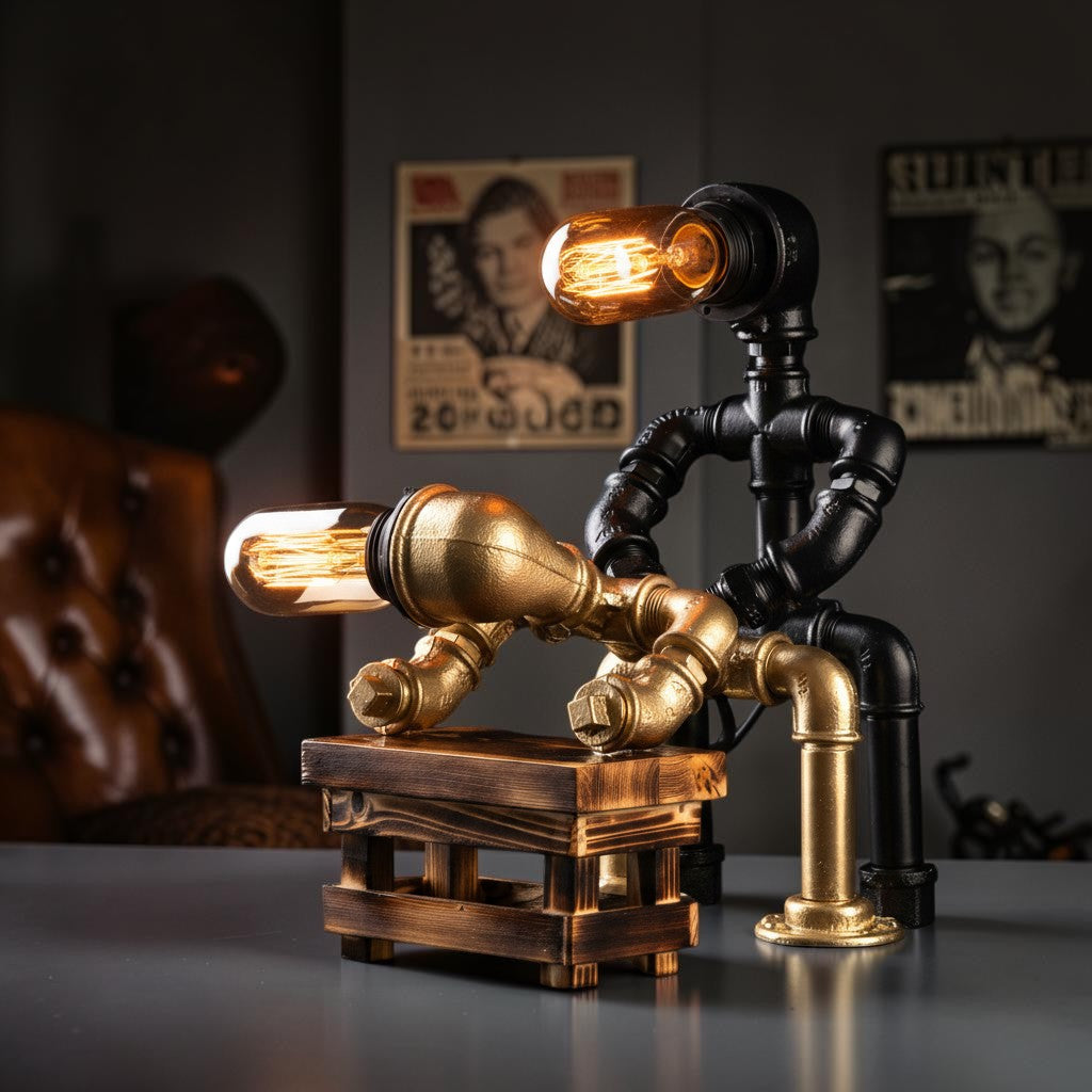 Rückenwind Skulpturale Tischlampe aus Temperguss