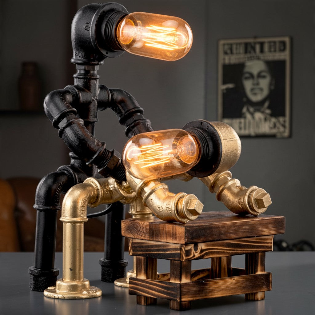 Rückenwind Skulpturale Tischlampe aus Temperguss
