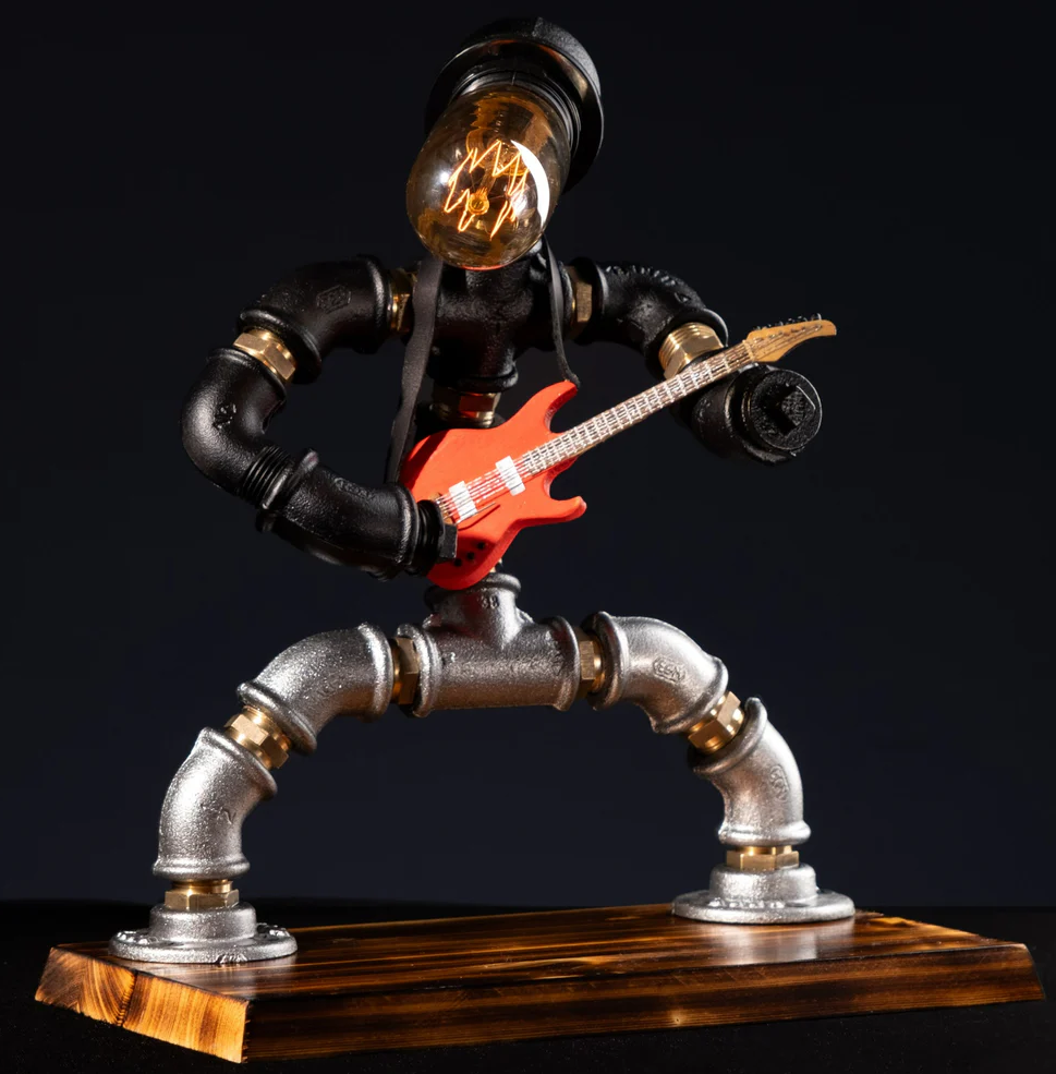 Rockbert Guitarist Steampunk Table Lamp