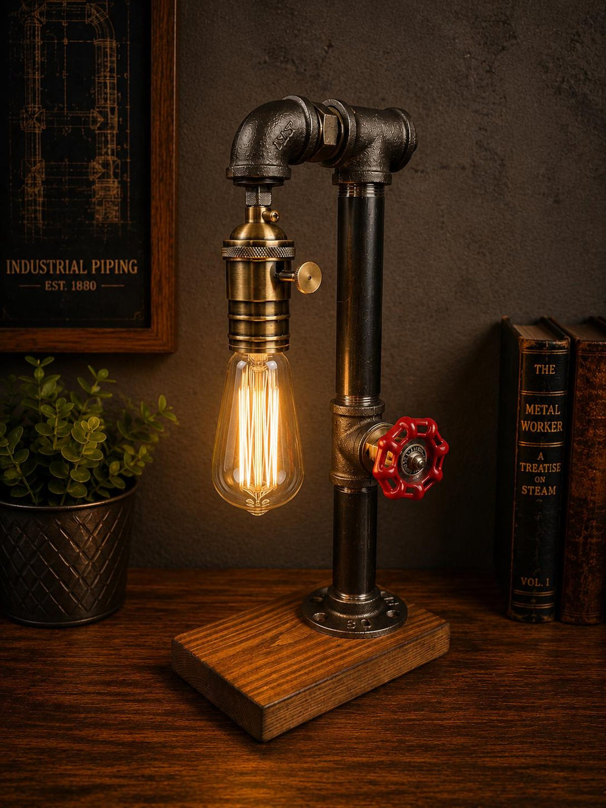 Dampfwächter Steampunk Pipe Desk Lamp