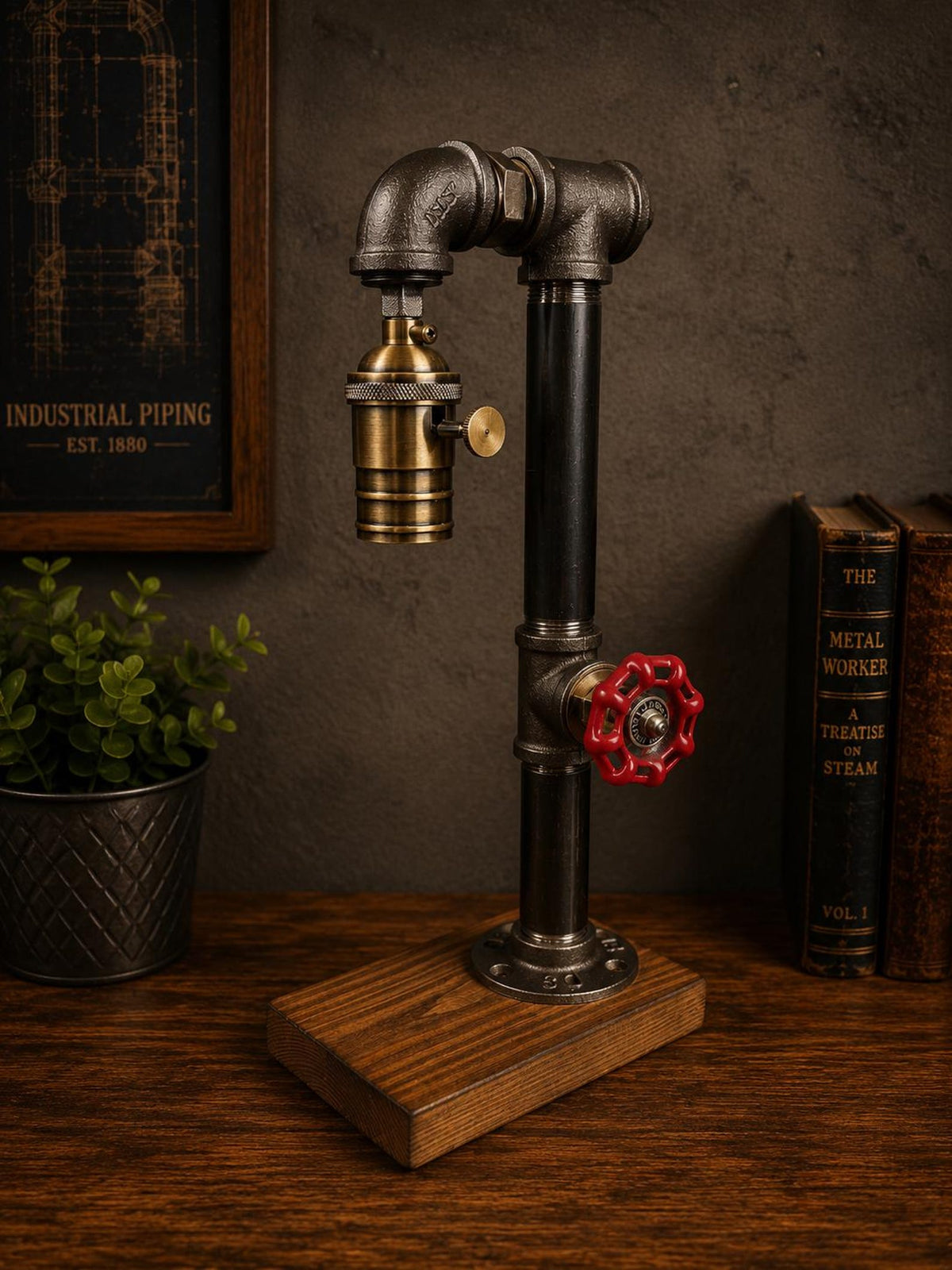 Dampfwächter Steampunk Pipe Desk Lamp