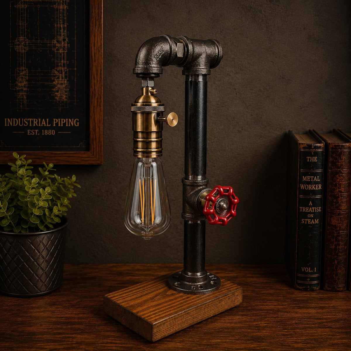 Dampfwächter Steampunk Pipe Desk Lamp