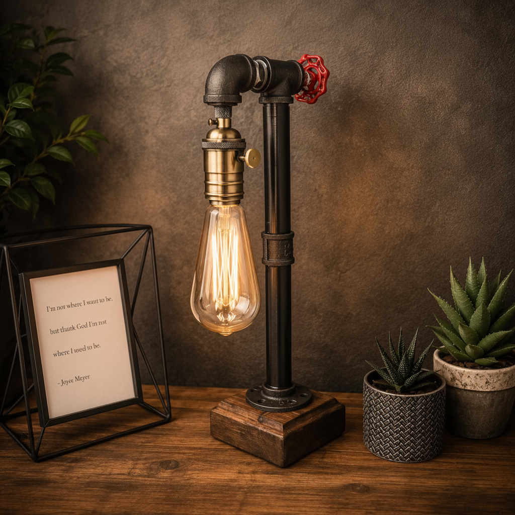 Glühbella Rustic Steampunk Pipe Lamp