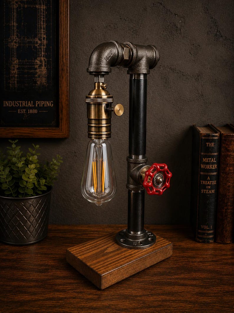 Dampfwächter Steampunk Pipe Desk Lamp