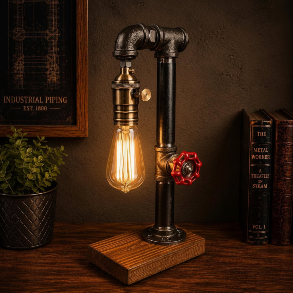 Dampfwächter Steampunk Pipe Desk Lamp