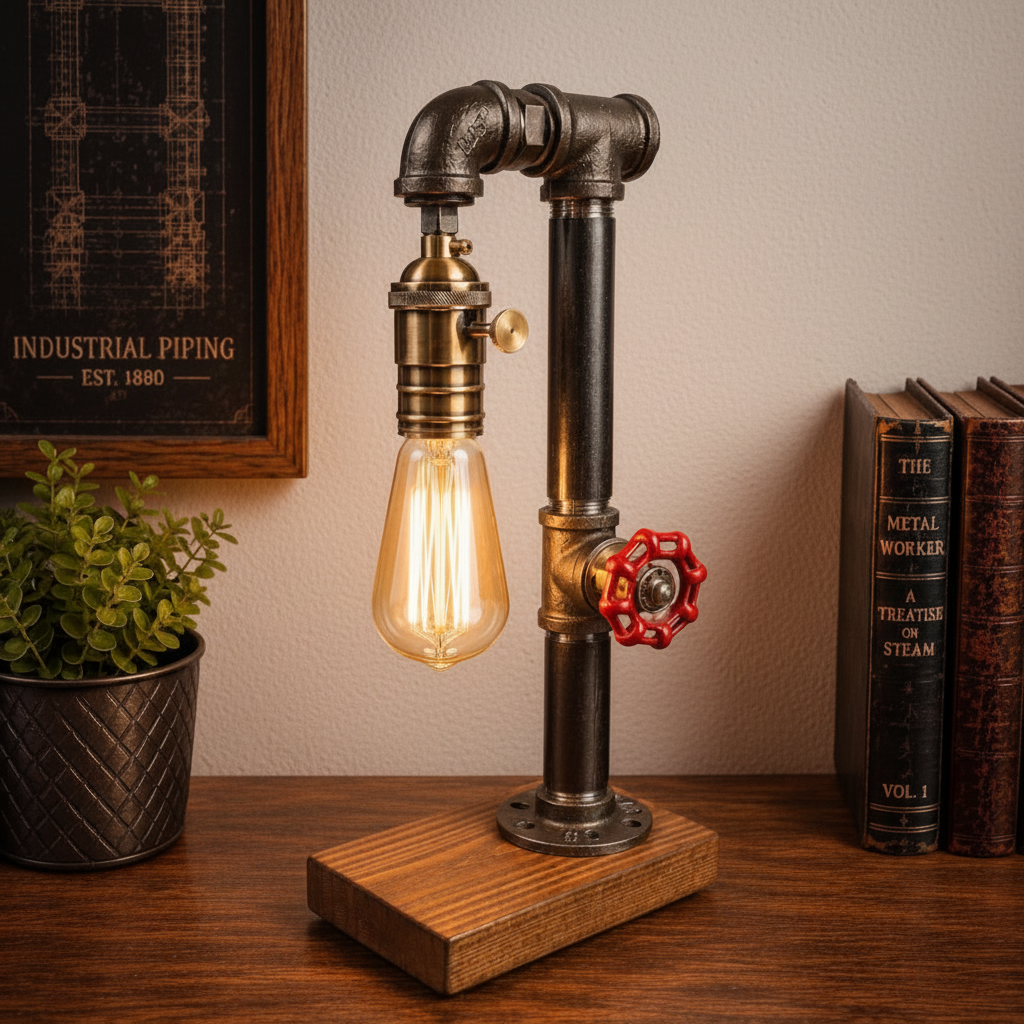 Dampfwächter Steampunk Pipe Desk Lamp