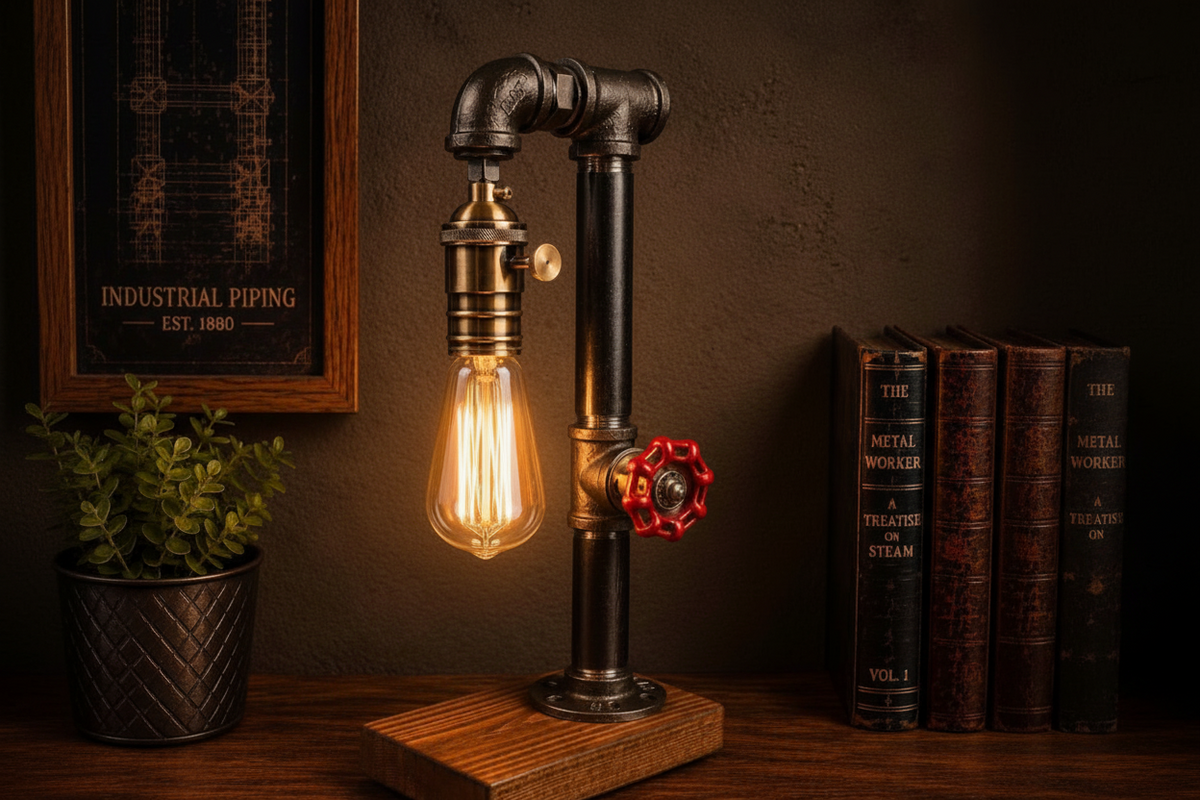 Dampfwächter Steampunk Pipe Desk Lamp