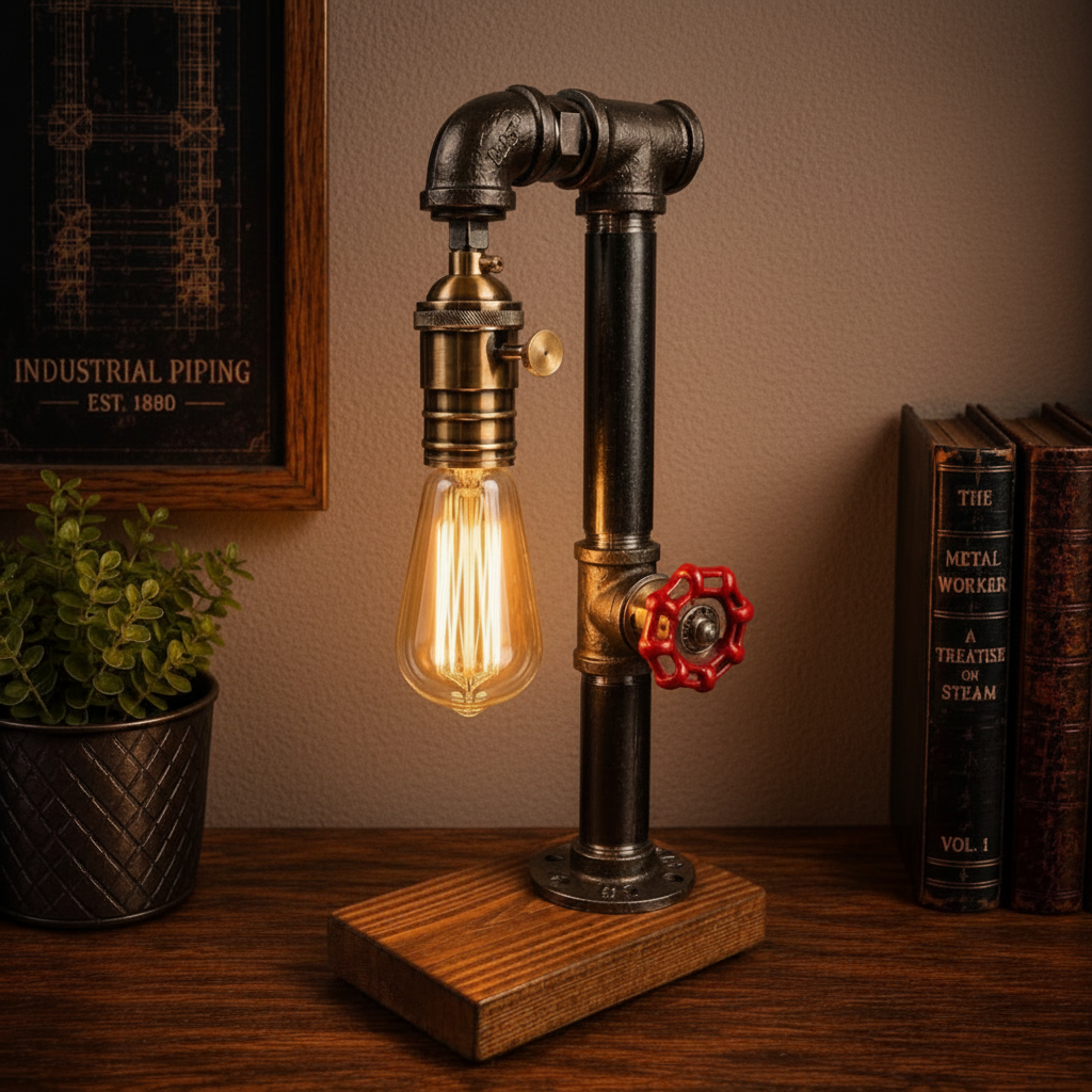 Dampfwächter Steampunk Pipe Desk Lamp