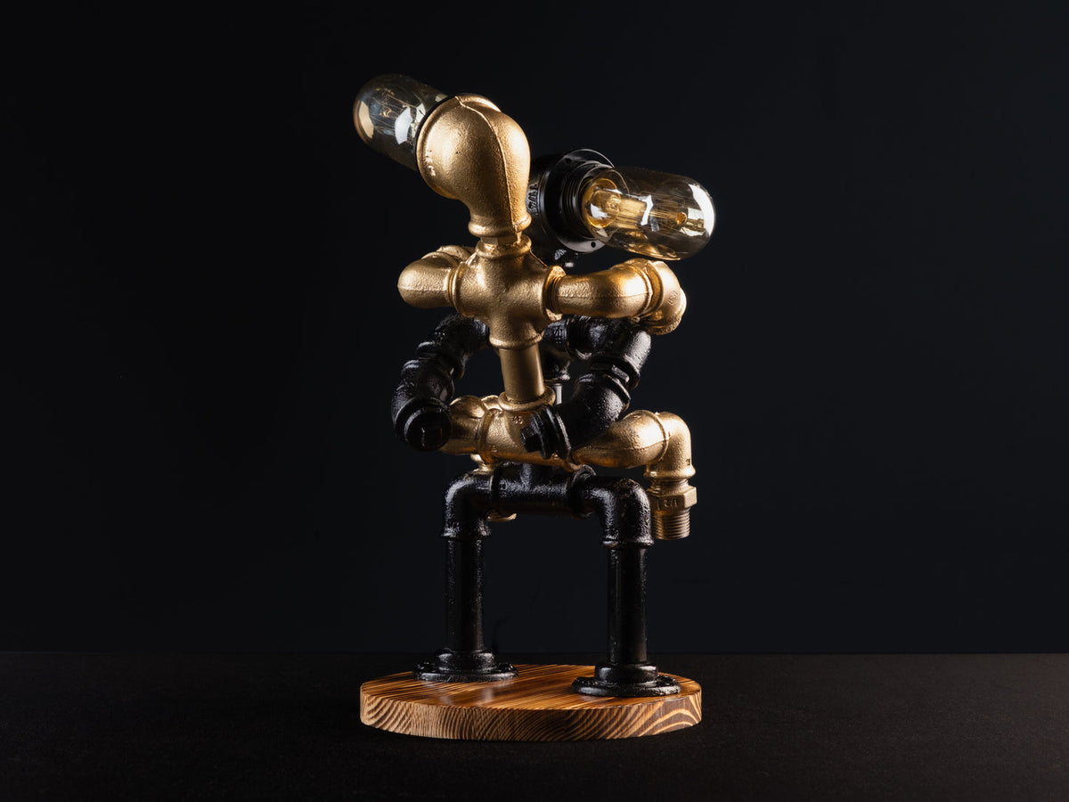 Padlock Two-Figure Pipe Table Lamp