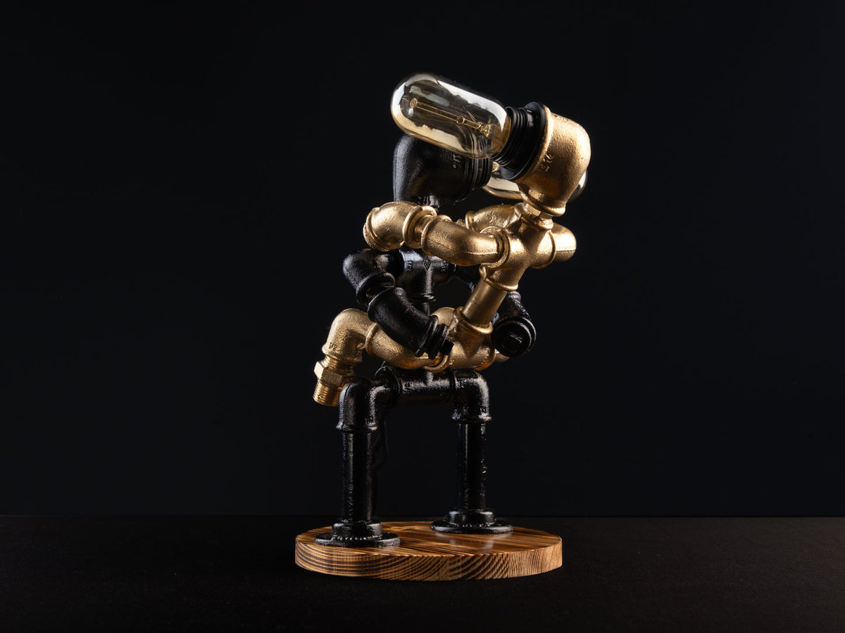 Padlock Two-Figure Pipe Table Lamp