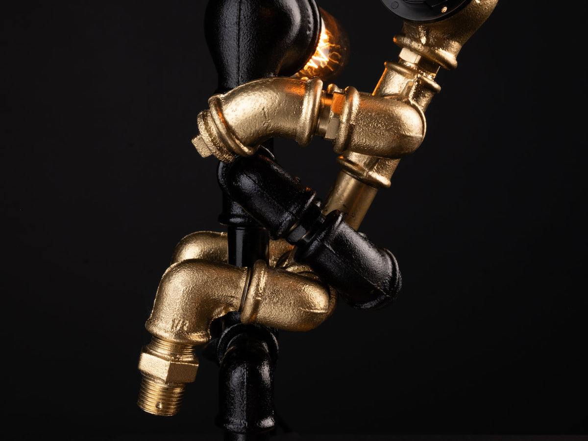 Padlock Two-Figure Pipe Table Lamp